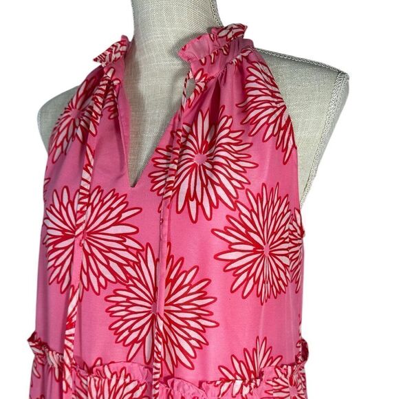 J. Marie Gorgeous Neon Pink Floral Sienna Ruffle Tiered Maxi Dress - Picture 5 of 8